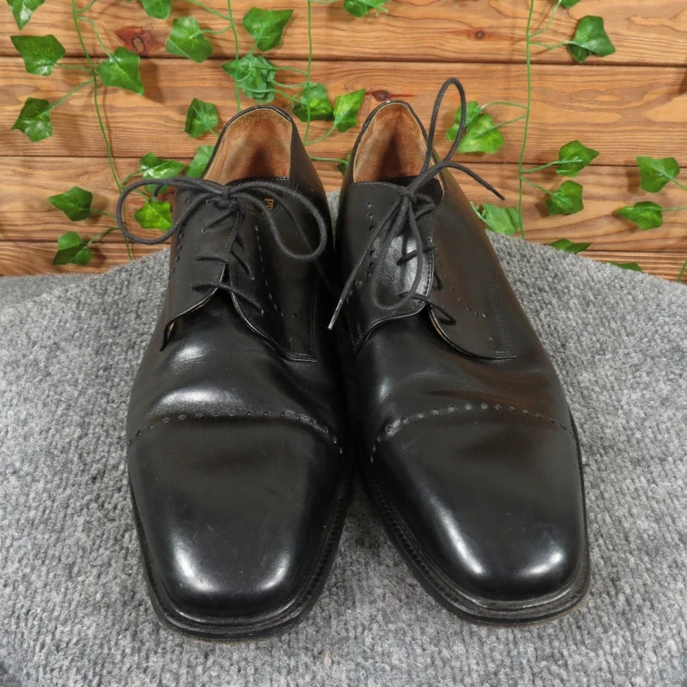 Pronto Uomo Men 11 Black Leather‎ Cap Toe Oxford Dress Shoe Classic Lace-Up